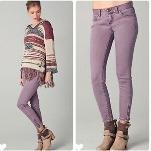 Free People Lilac Purple Cropped‎ ankle jeans size 27 Coastal Cowgirl